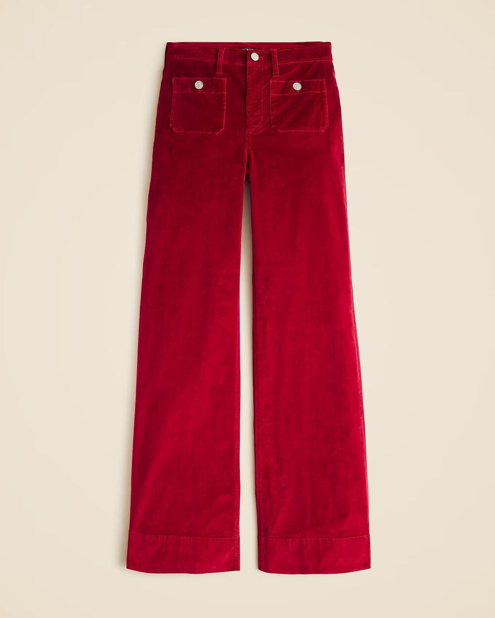 NWT J. Crew Wide Leg Velvet Sailor Trouser Pants Luxe Vivid Burgundy CF379 31